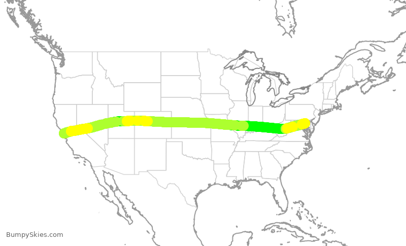 Turbulence forecast map for SWA4209, SFO to BWI