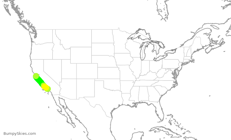 Turbulence forecast map for SWA4218, OAK to BUR