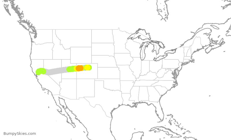 Turbulence forecast map for SWA421, DEN to SMF