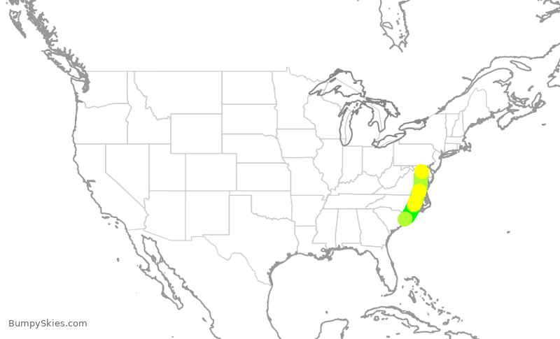 Turbulence forecast map for SWA4220, BWI to MYR