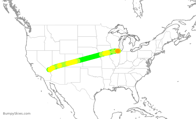 Turbulence forecast map for SWA4233, MDW to LAS