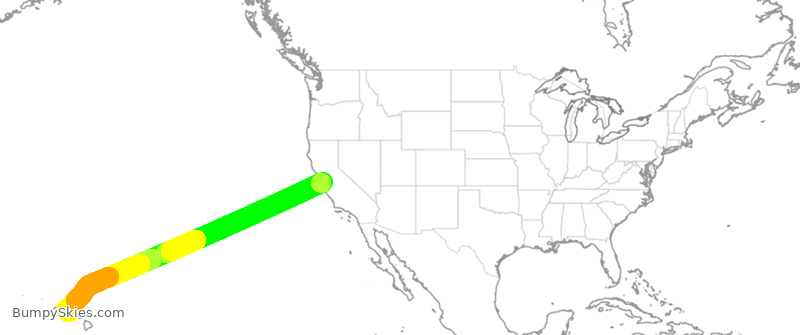 Turbulence forecast map for SWA4238, SJC to HNL