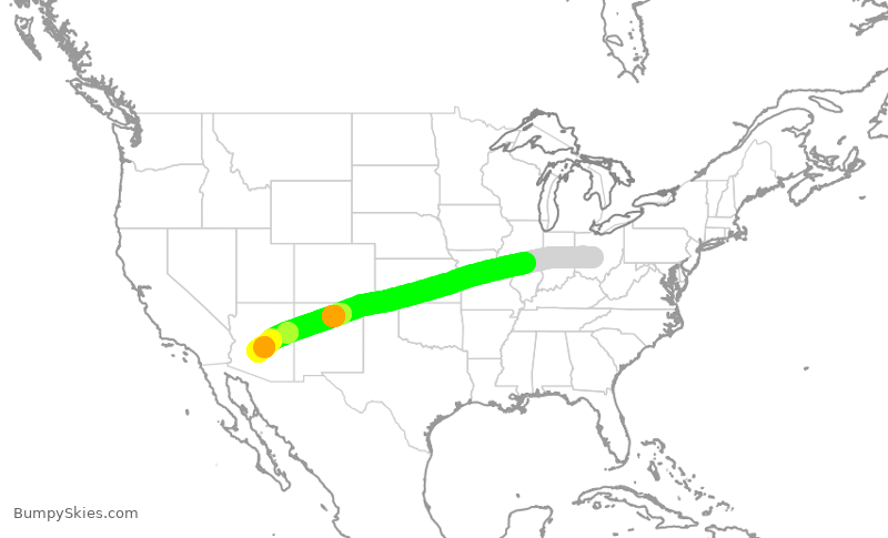 Turbulence forecast map for SWA4239, CMH to PHX