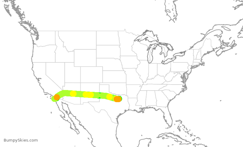 Turbulence forecast map for SWA423, DAL to SAN