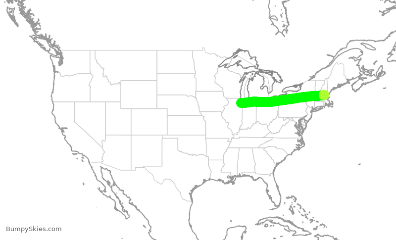 Turbulence forecast map for SWA4250, MDW to MHT