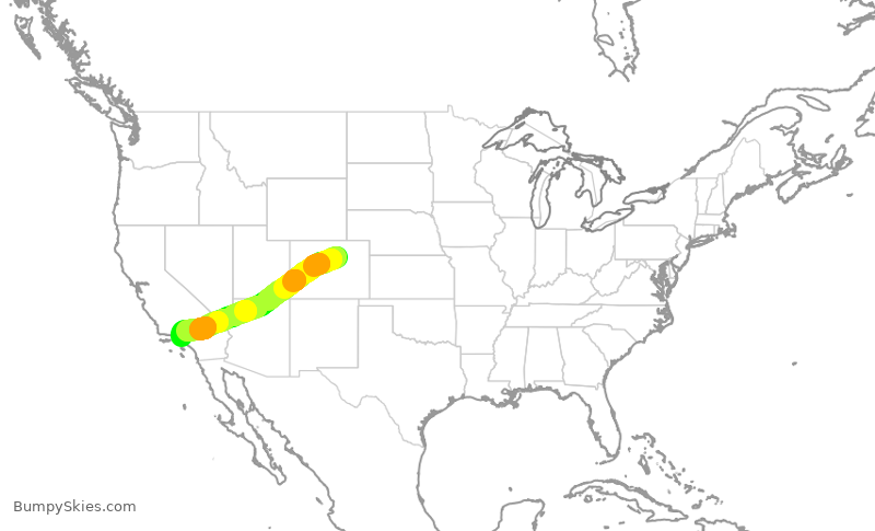 Turbulence forecast map for SWA4255, DEN to BUR