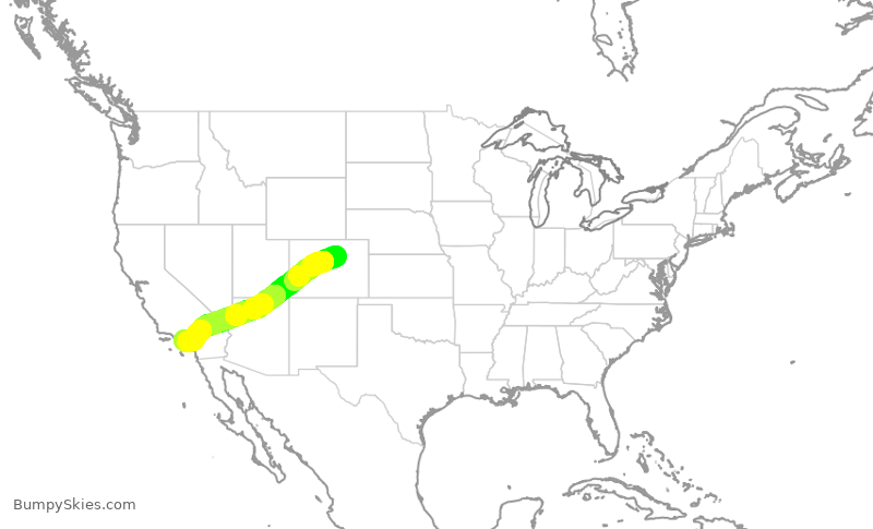 Turbulence forecast map for SWA4259, DEN to LGB