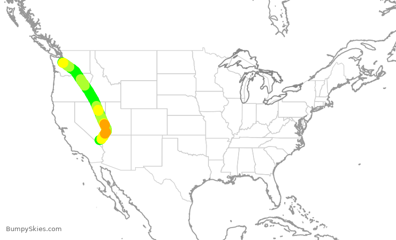 Turbulence forecast map for SWA425, LAS to SEA