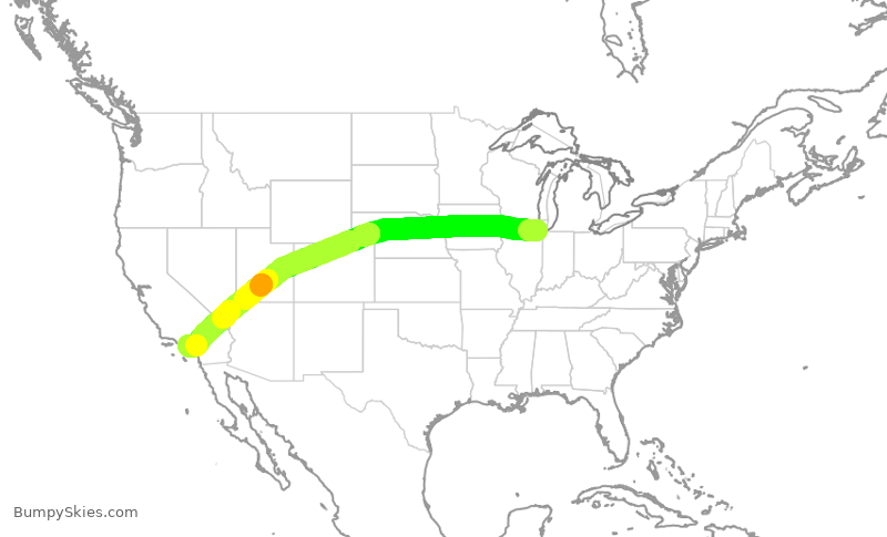 Turbulence forecast map for SWA4260, MDW to LGB