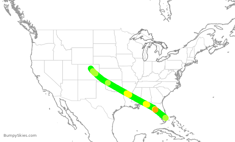 Turbulence forecast map for SWA4264, FLL to DEN