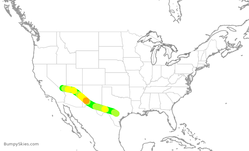 Turbulence forecast map for SWA4272, LAS to SAT