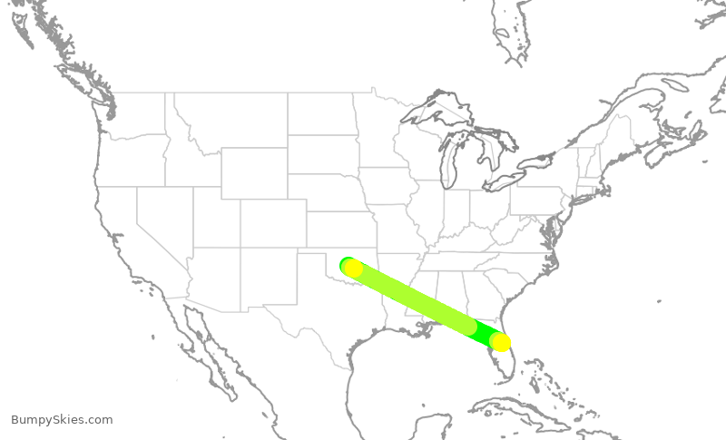 Turbulence forecast map for SWA4274, OKC to MCO