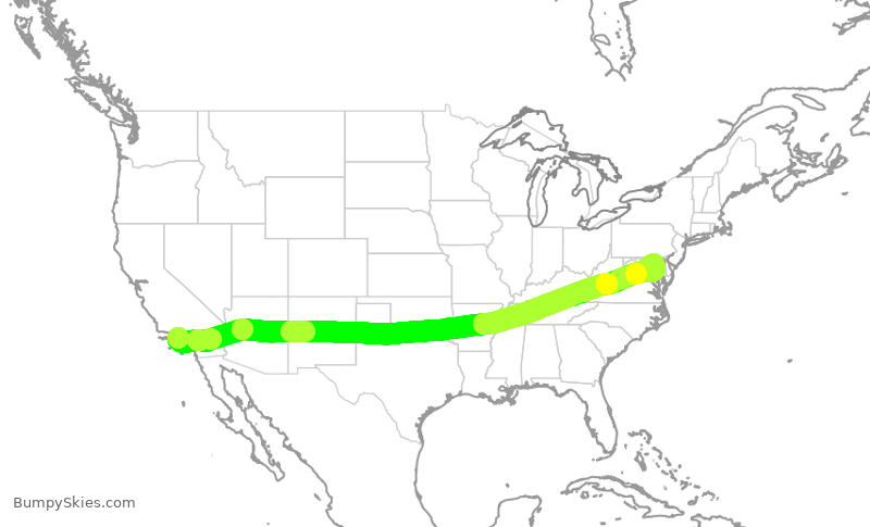 Turbulence forecast map for SWA4276, LAX to BWI