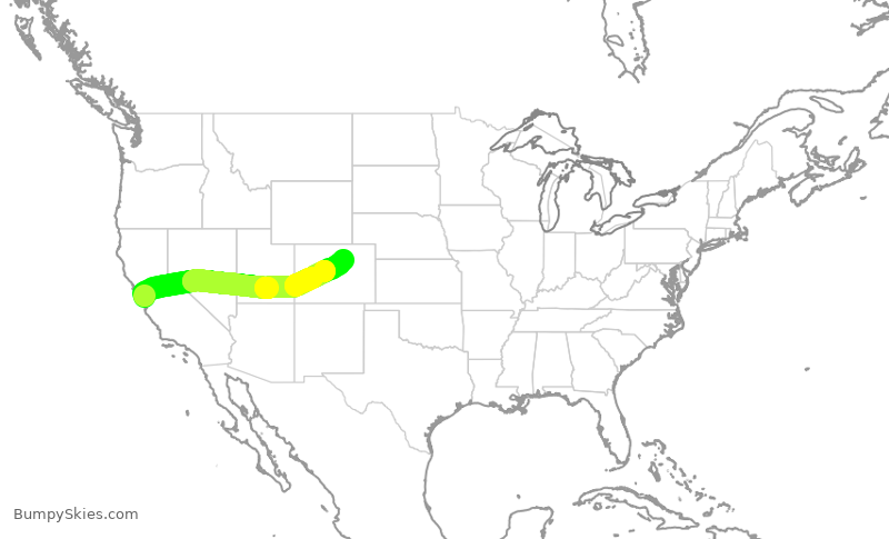 Turbulence forecast map for SWA427, SJC to DEN