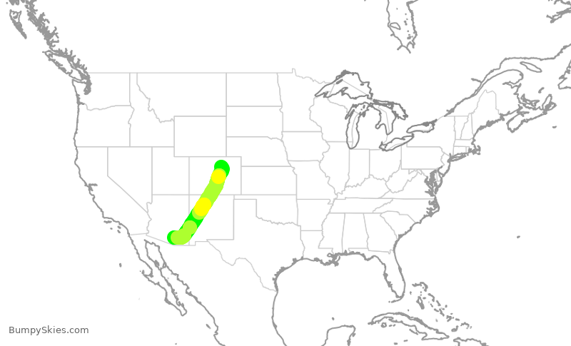 Turbulence forecast map for SWA4281, DEN to TUS