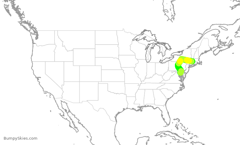 Turbulence forecast map for SWA4282, BDL to BWI