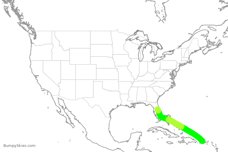 Turbulence forecast map for SWA4286, JSJ to MCO