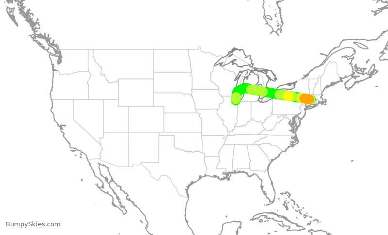 Turbulence forecast map for SWA428, BDL to MDW