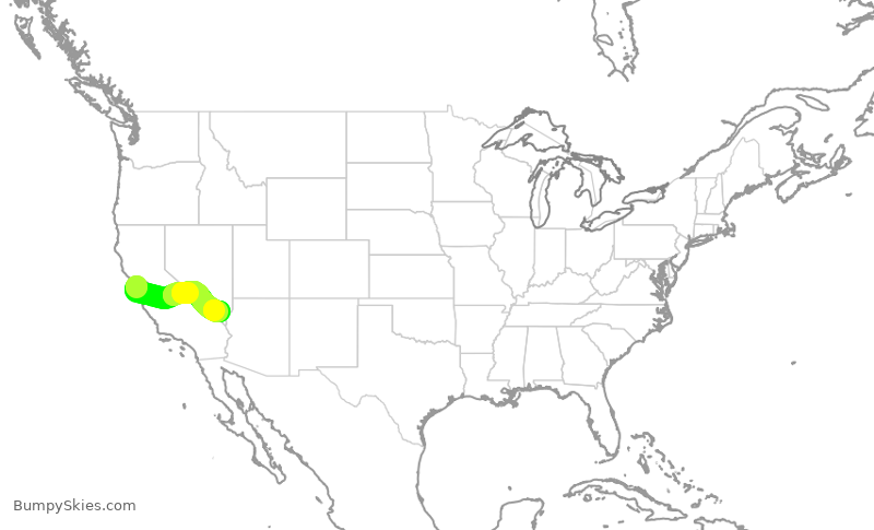 Turbulence forecast map for SWA4291, OAK to LAS