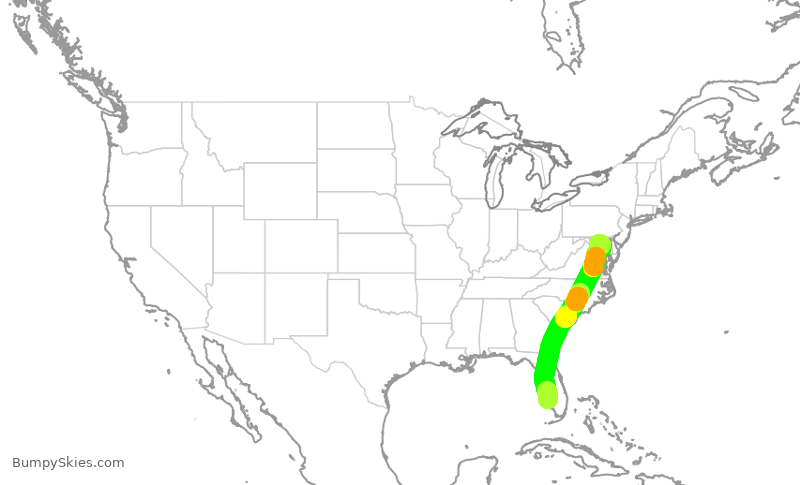 Turbulence forecast map for SWA4294, RSW to BWI