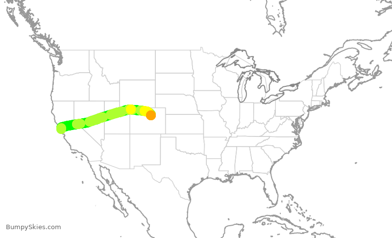 Turbulence forecast map for SWA4294, SFO to DEN