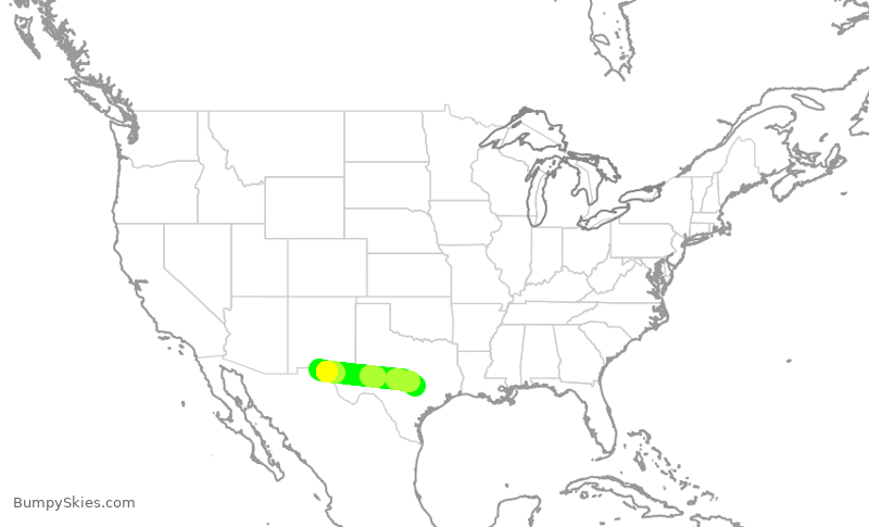 Turbulence forecast map for SWA4296, ELP to AUS