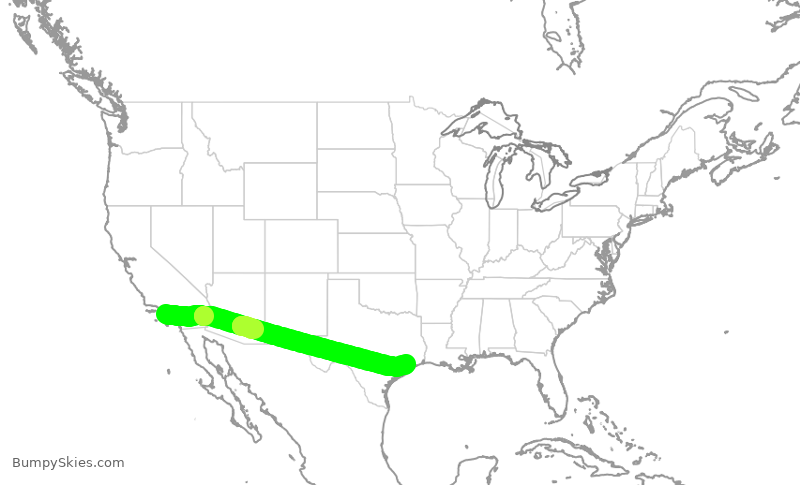 Turbulence forecast map for SWA4299, LAX to HOU