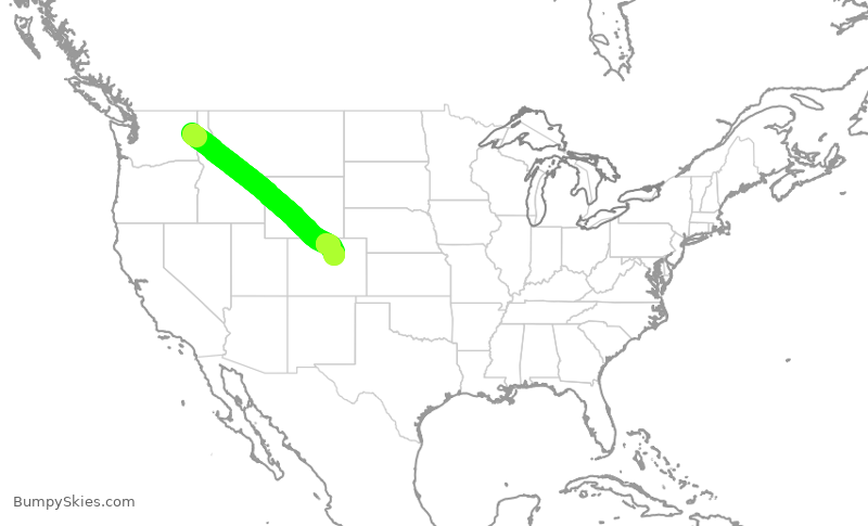 Turbulence forecast map for SWA4301, GEG to DEN