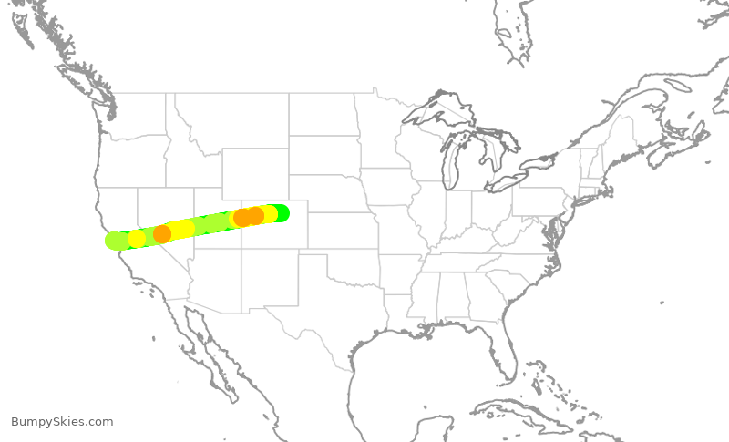 Turbulence forecast map for SWA4303, DEN to SFO