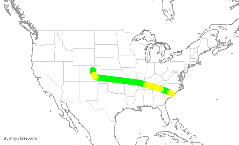 Turbulence forecast map for SWA4304, DEN to MYR