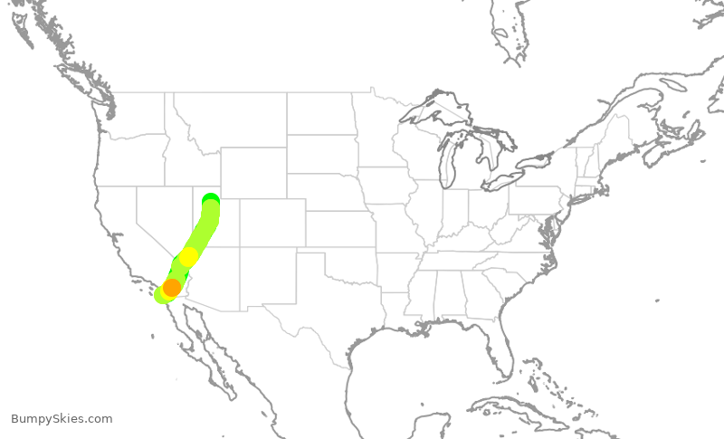 Turbulence forecast map for SWA4309, SLC to SAN