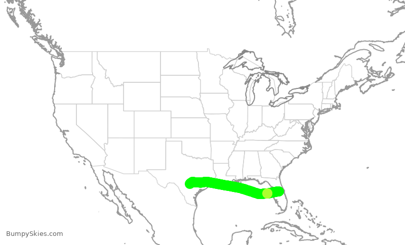 Turbulence forecast map for SWA4310, MCO to SAT