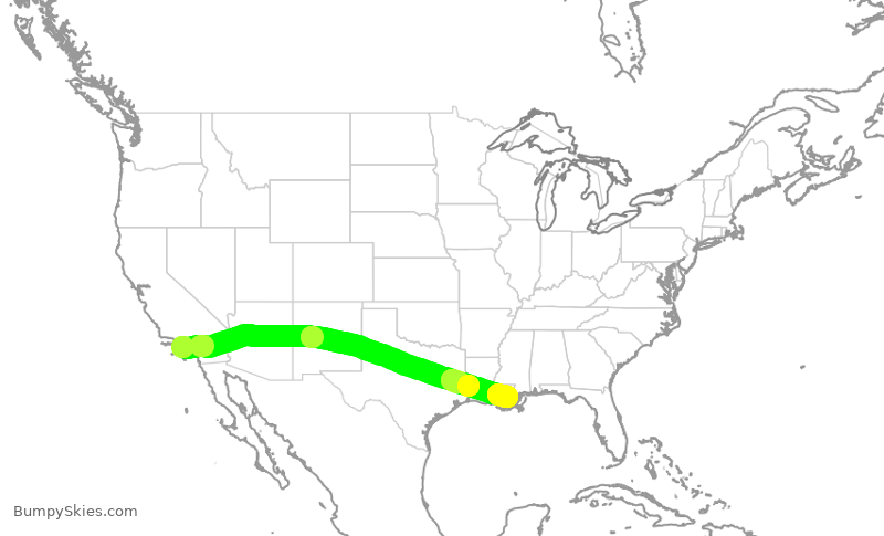 Turbulence forecast map for SWA4311, LAX to MSY