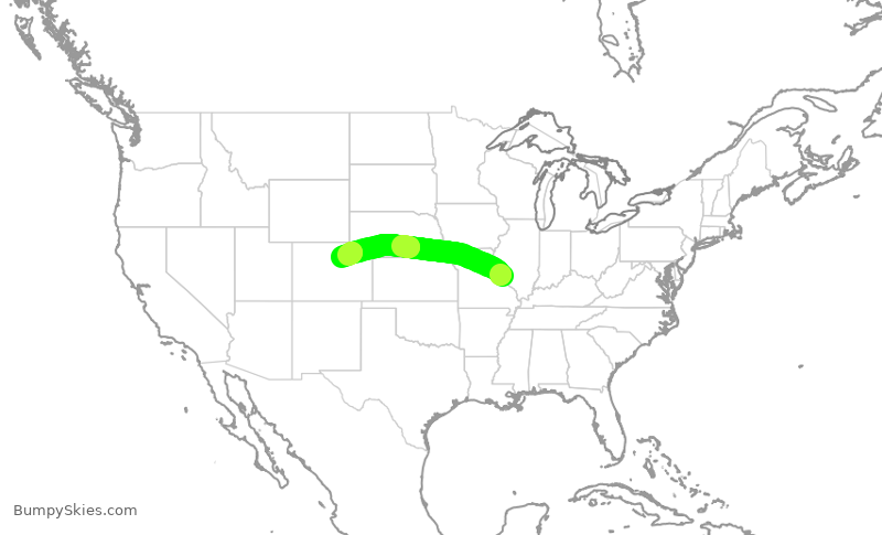 Turbulence forecast map for SWA4312, STL to DEN