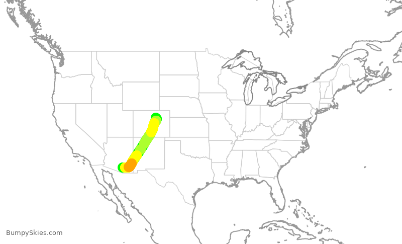 Turbulence forecast map for SWA4313, DEN to TUS