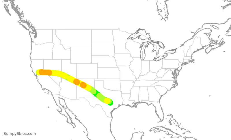 Turbulence forecast map for SWA4313, SMF to AUS