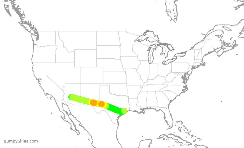 Turbulence forecast map for SWA4315, PHX to HOU