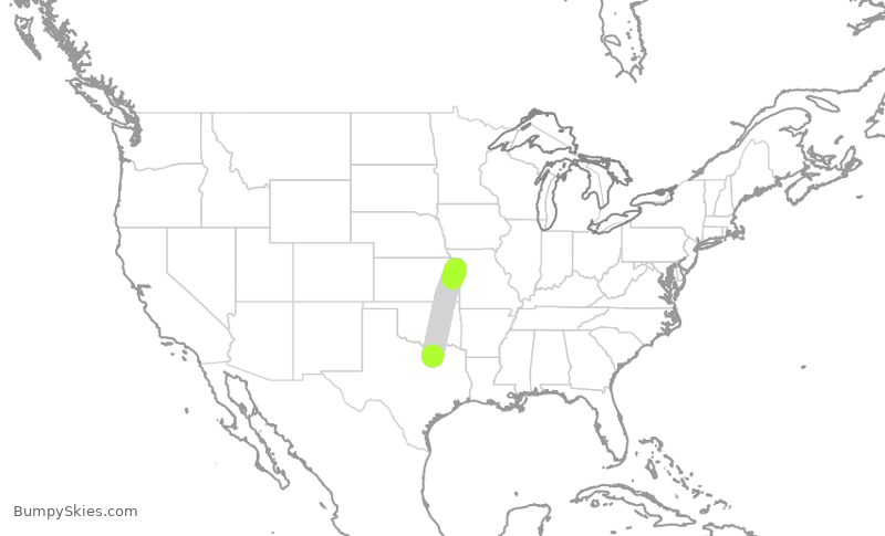 Turbulence forecast map for SWA4317, DAL to MCI
