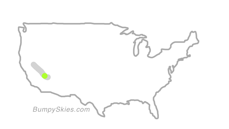 Map of continental US with illustrated flight path and turbulence forecast (described in text below)