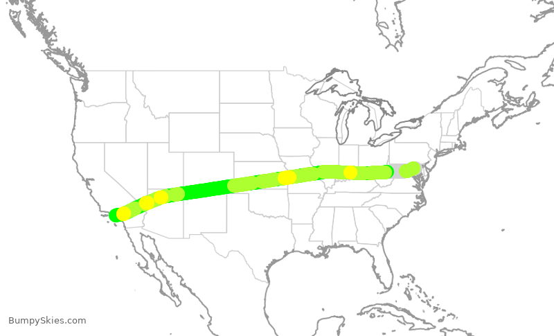 Turbulence forecast map for SWA4322, BWI to LAX