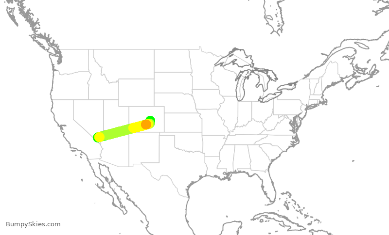 Turbulence forecast map for SWA4326, LAS to COS