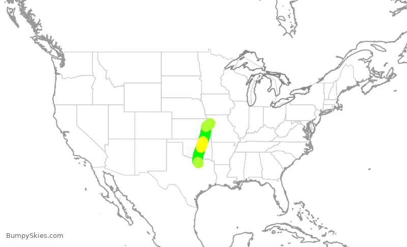 Turbulence forecast map for SWA4327, DAL to MCI