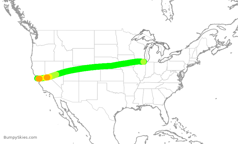 Turbulence forecast map for SWA4327, MDW to SFO