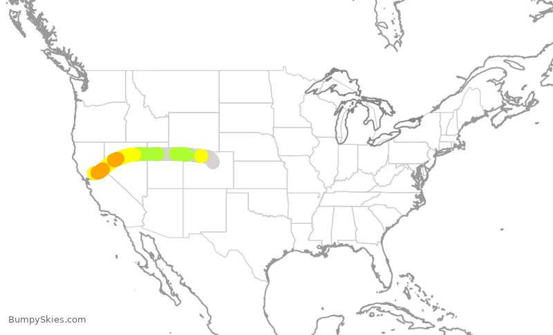 Turbulence forecast map for SWA4331, SMF to DEN