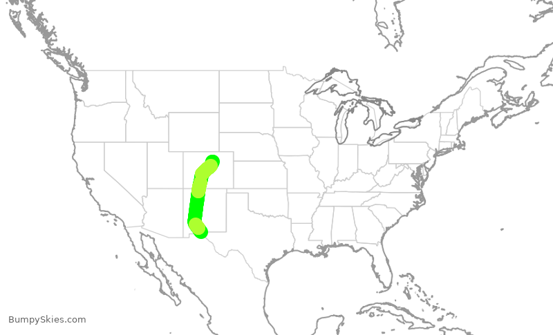 Turbulence forecast map for SWA4332, ELP to DEN