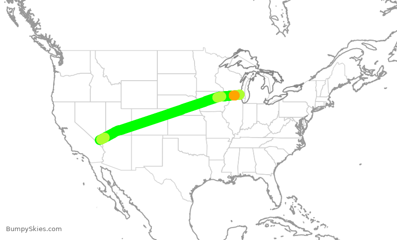 Turbulence forecast map for SWA4337, LAS to MKE