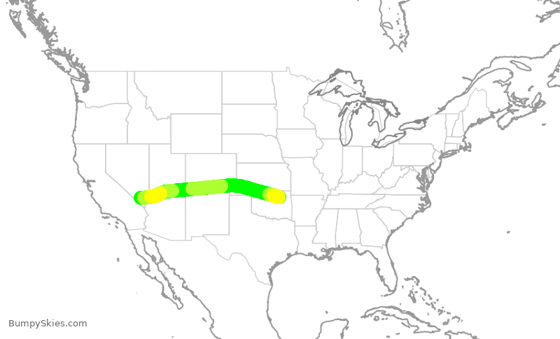 Turbulence forecast map for SWA4339, LAS to TUL