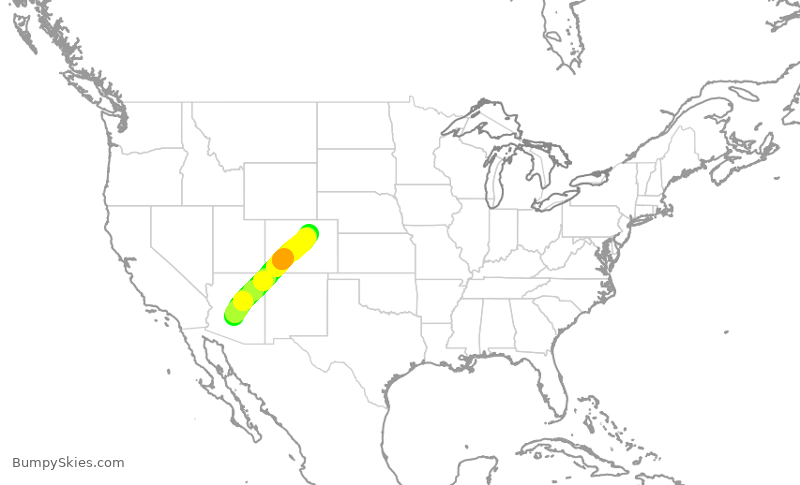 Turbulence forecast map for SWA4345, PHX to DEN