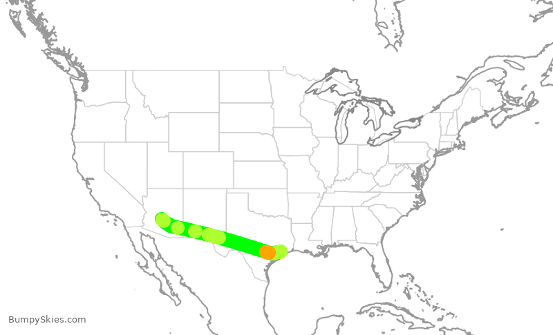 Turbulence forecast map for SWA4349, PHX to HOU