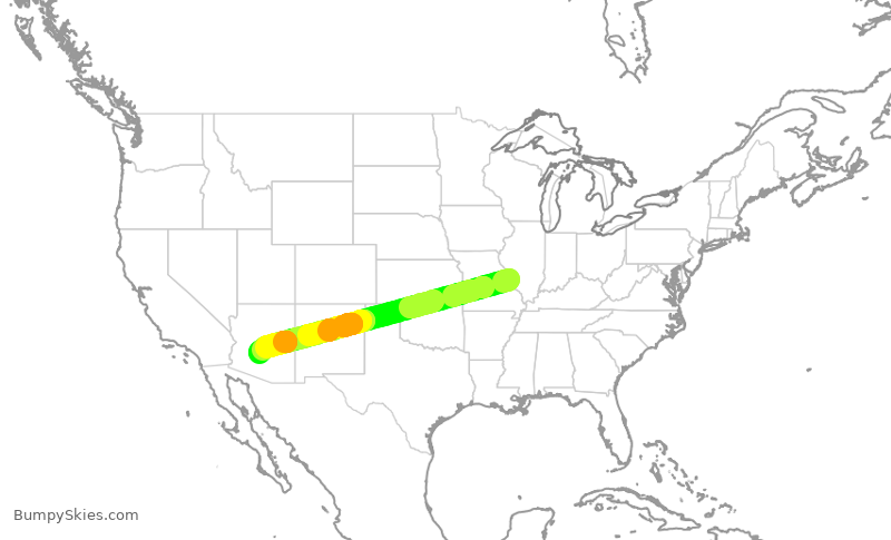 Turbulence forecast map for SWA4360, STL to PHX